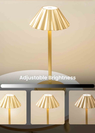 ValueLights Avery Dimmable Gold Table Lamp with Gold Shade Integrated LED