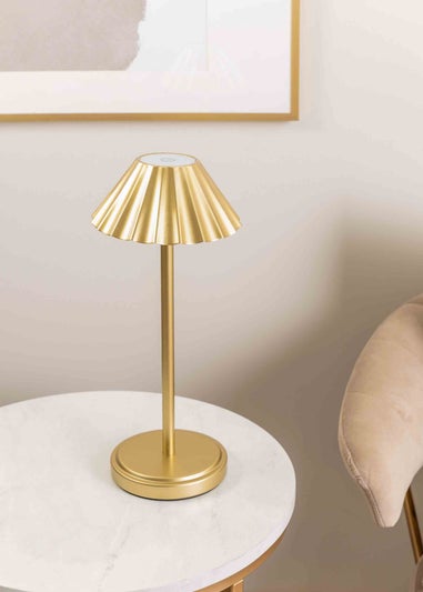 ValueLights Avery Dimmable Gold Table Lamp with Gold Shade Integrated LED