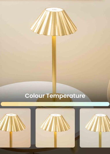 ValueLights Avery Dimmable Gold Table Lamp with Gold Shade Integrated LED