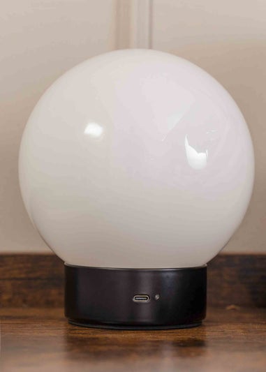 ValueLights Atlas Frosted White Table Lamp with White Shade Integrated LED