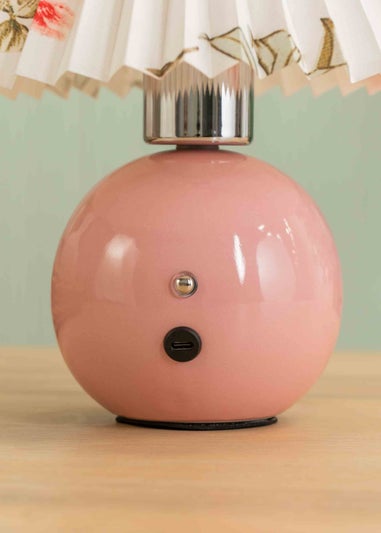 ValueLights Bloom Pink Table Lamp with Multicolour Tapered Shade Integrated LED