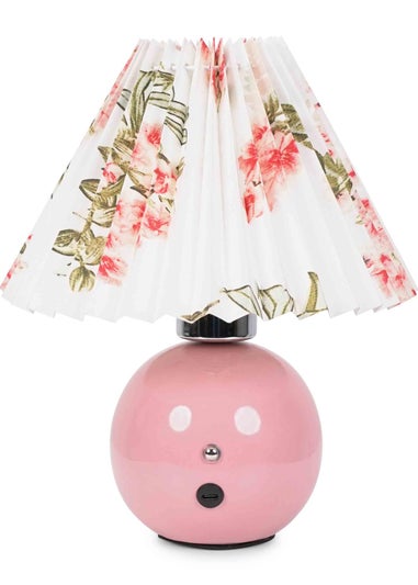 ValueLights Bloom Pink Table Lamp with Multicolour Tapered Shade Integrated LED