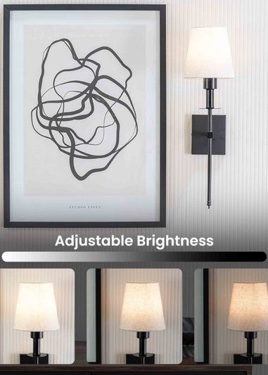 ValueLights Dimmable Black Wall Light with Cream Shade Integrated LED