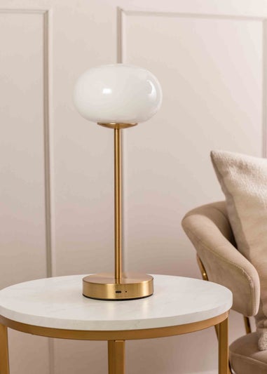 ValueLights Dimmable Gold Table Lamp with Globe Shade Integrated LED