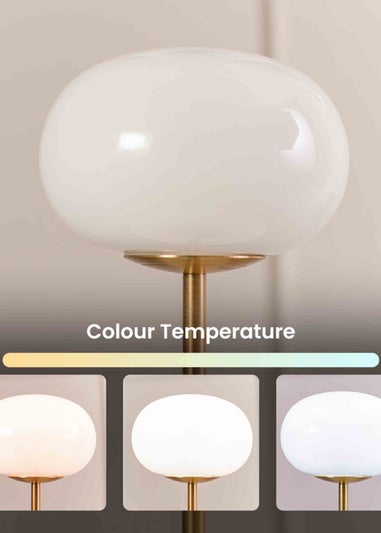 ValueLights Dimmable Gold Table Lamp with Globe Shade Integrated LED