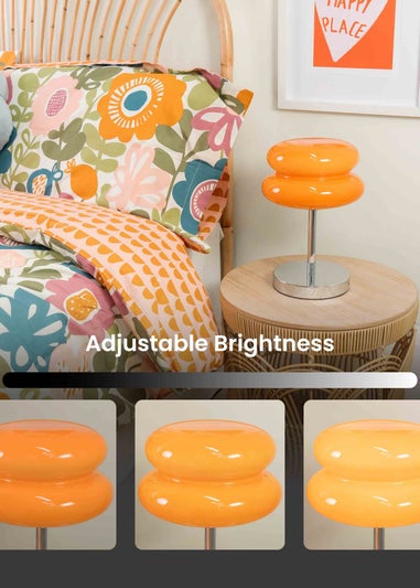 ValueLights Dimmable Orange Table Lamp with Orange Dome Shade Integrated LED