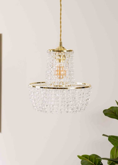 ValueLights Tegan Polished Gold Tiered Ceiling Pendant Droplets Shade (28cm x 28cm x 28cm)