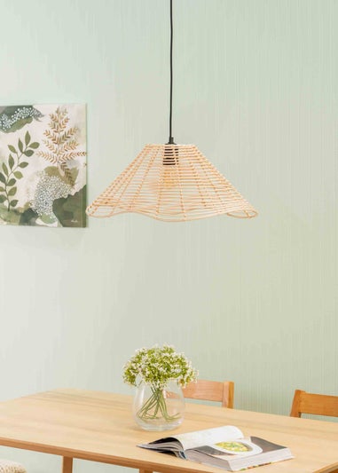 ValueLights Harlow Wood Rattan Natural Tapered Ceiling Pendant Shade (23cm x 37cm x 59cm)