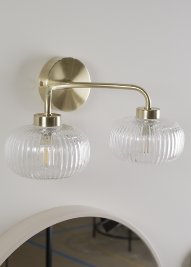 ValueLights Amaia Gold Wall Light with Clear Globe Shade