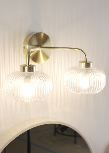 ValueLights Amaia Gold Wall Light with Clear Globe Shade