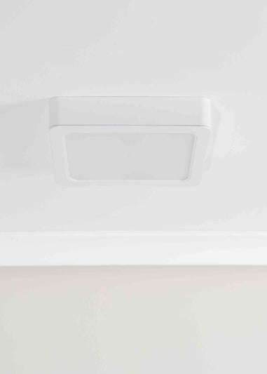 ValueLights Matte White Flush Light with White Square Shade Integrated LED