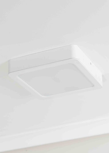 ValueLights Matte White Flush Light with White Square Shade Integrated LED