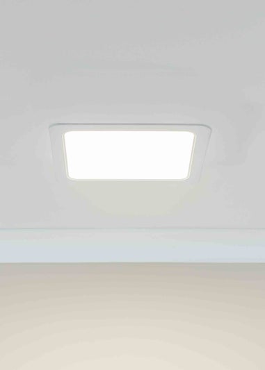 ValueLights Matte White Flush Light with White Square Shade Integrated LED