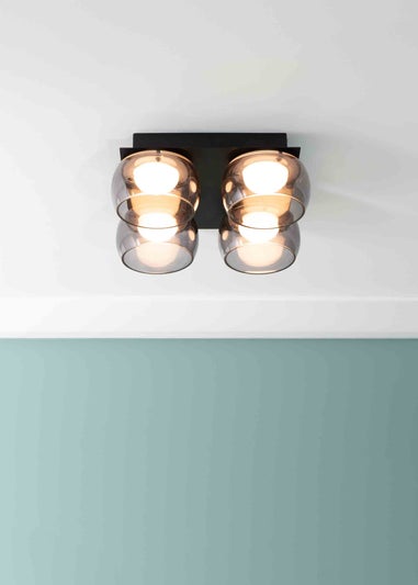 ValueLights Alissa Brushed Gold Flush Light with Clear Dome Shade Integrated LED