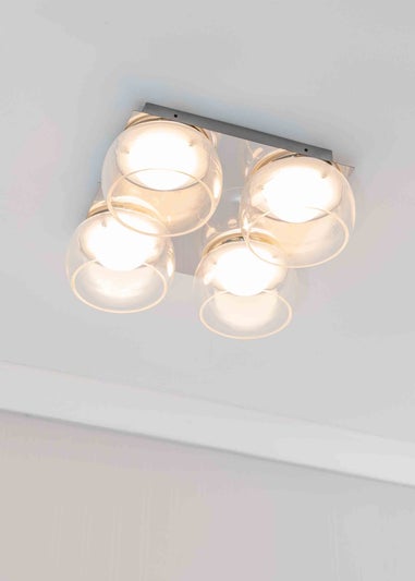 ValueLights Alissa Brushed Gold Flush Light with Clear Dome Shade Integrated LED