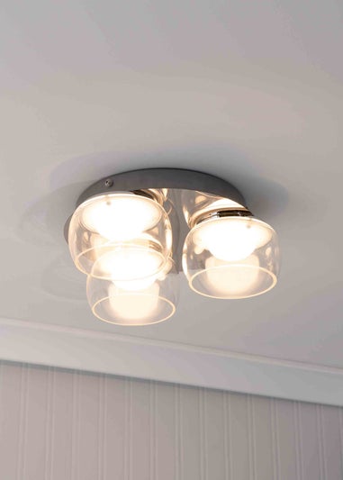 ValueLights Alissa Brushed Gold Flush Light with Clear Dome Shade Integrated LED