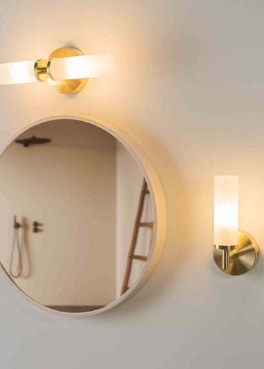 ValueLights Canya Matte Gold Wall Light with Clear Drum Shade