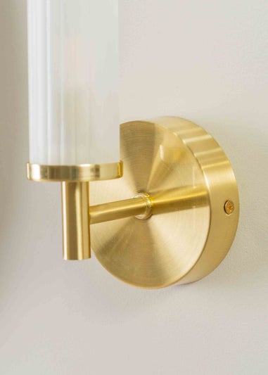 ValueLights Canya Matte Gold Wall Light with Clear Drum Shade