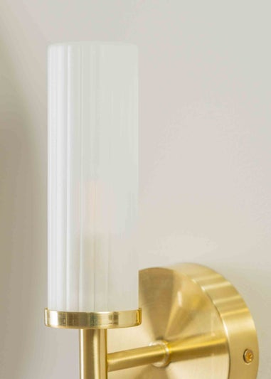 ValueLights Canya Matte Gold Wall Light with Clear Drum Shade