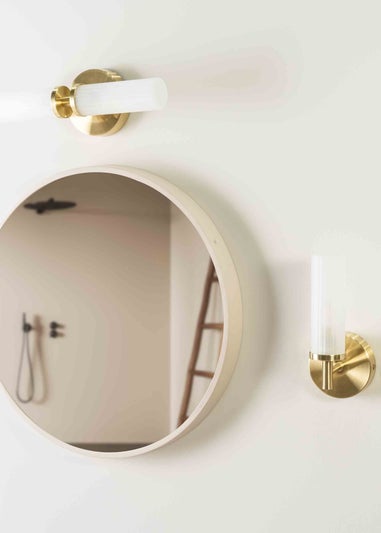 ValueLights Canya Matte Gold Wall Light with Clear Drum Shade