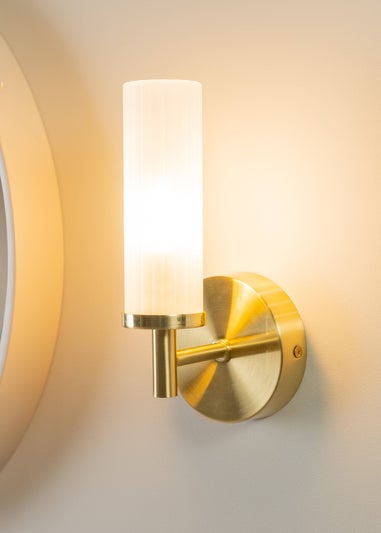 ValueLights Canya Matte Gold Wall Light with Clear Drum Shade