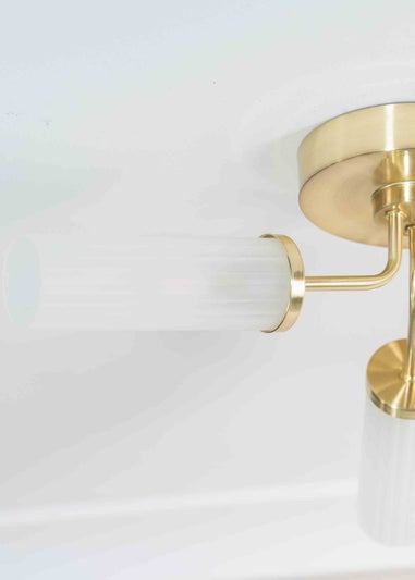 ValueLights Canya Matte Gold Semi-Flush Light with Clear Drum Shade