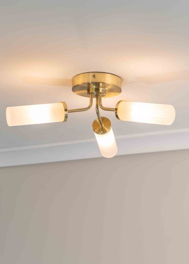 ValueLights Canya Matte Gold Semi-Flush Light with Clear Drum Shade