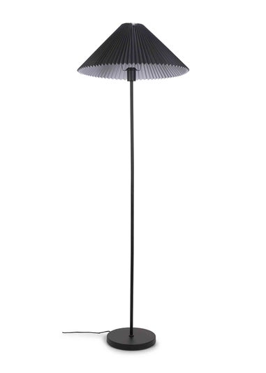 ValueLights Akira  Black Floor Lamp with Black Tapered Shade (156cm x 53cm x 53cm)