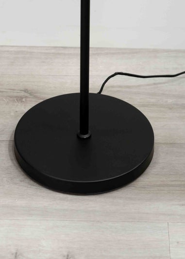 ValueLights Akira  Black Floor Lamp with Black Tapered Shade (156cm x 53cm x 53cm)