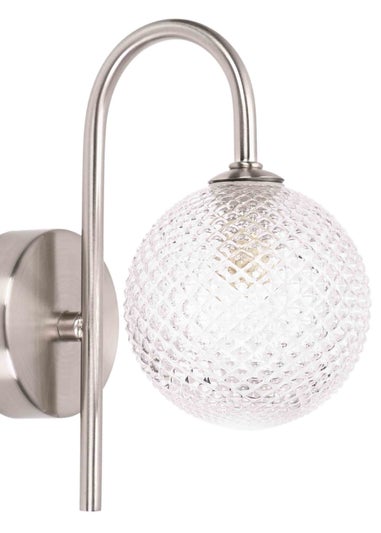 ValueLights Elle Brushed Silver Wall Light with Clear Globe Shade