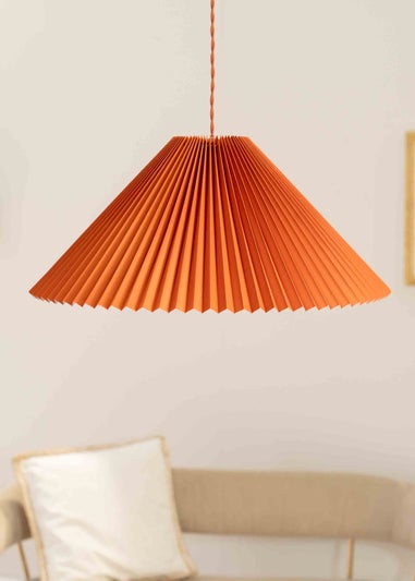 ValueLights Akira  Orange Pendant Light with Orange Tapered Shade (113cm x 53cm x 53cm)