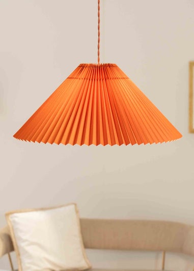 ValueLights Akira  Orange Pendant Light with Orange Tapered Shade (113cm x 53cm x 53cm)