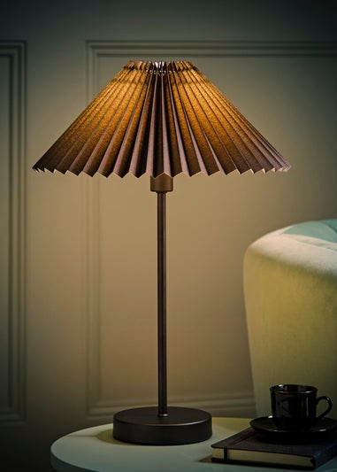 ValueLights Akira Black Table Lamp with Black Tapered Shade (48.5cm x 34.5cm x 34.5cm)