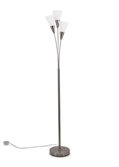 ValueLights Kristina  Silver Floor Lamp with White Uplighter Shade (152cm x 22cm x 24cm)