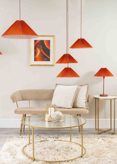 ValueLights Akira  Orange Table Lamp with Orange Tapered Shade (48.5cm x 34.5cm x 34.5cm)