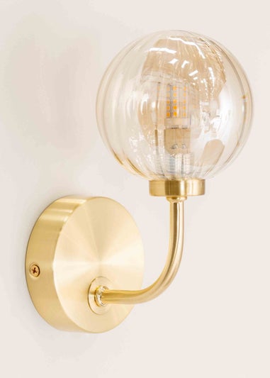 ValueLights Chessy  Gold Wall Light with Gold Globe Shade (20cm x 14cm x 10cm)