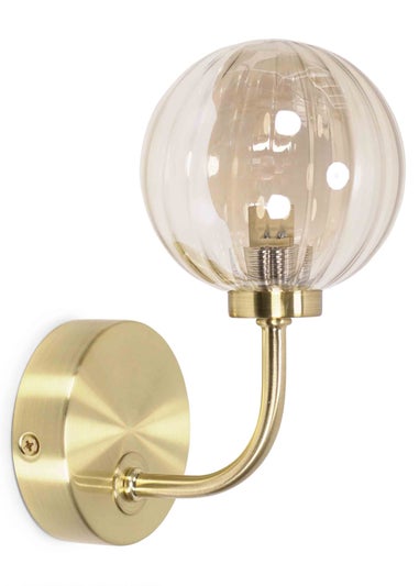 ValueLights Chessy  Gold Wall Light with Gold Globe Shade (20cm x 14cm x 10cm)