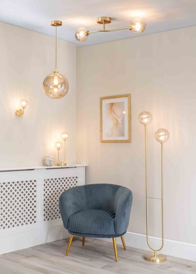 ValueLights Chessy  Gold Wall Light with Gold Globe Shade (20cm x 14cm x 10cm)