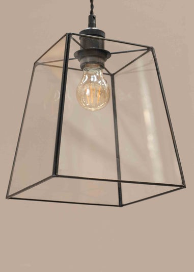 ValueLights Susie Glass Clear White Square Ceiling Pendant Shade (19cm x 18cm x 18cm)