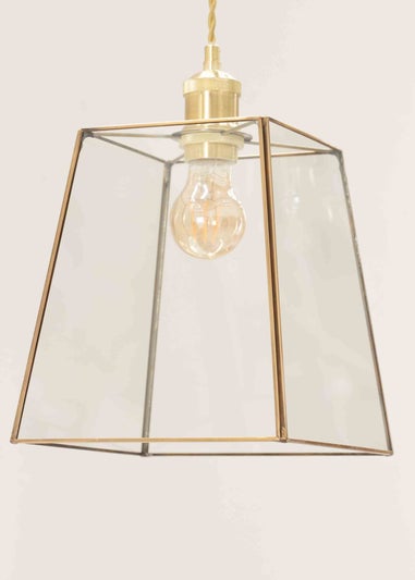 ValueLights Susie Glass Clear White Square Ceiling Pendant Shade (19cm x 18cm x 18cm)