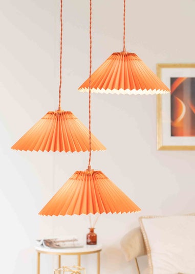 ValueLights Akira  Orange Pendant Light with Orange Tapered Shade (111cm x 57cm x 57cm)