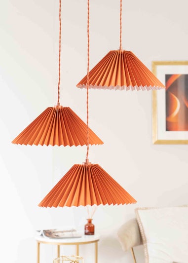 ValueLights Akira  Orange Pendant Light with Orange Tapered Shade (111cm x 57cm x 57cm)