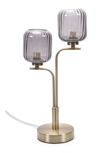 ValueLights Amelie Gold Table Lamp with Grey Rectangular Shade