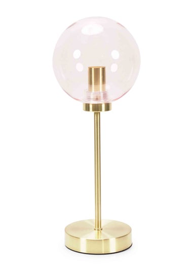 ValueLights Frenchie  Gold Table Lamp with Pink Globe Shade (41cm x 15cm x 15cm)