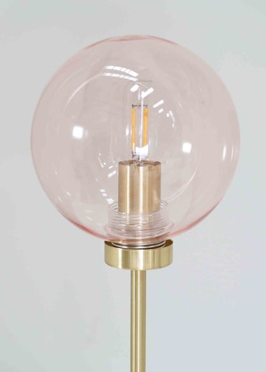 ValueLights Frenchie  Gold Table Lamp with Pink Globe Shade (41cm x 15cm x 15cm)