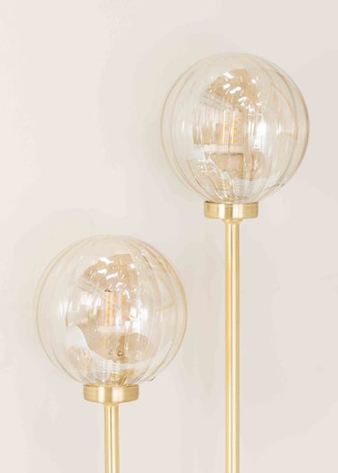 ValueLights Chessy  Gold Table Lamp with Gold Globe Shade (42cm x 18.5cm x 12cm)