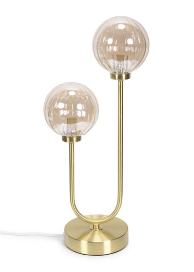 ValueLights Chessy  Gold Table Lamp with Gold Globe Shade (42cm x 18.5cm x 12cm)