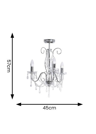 ValueLights Viscount Silver Pendant Light (57cm x 45cm x 45cm)