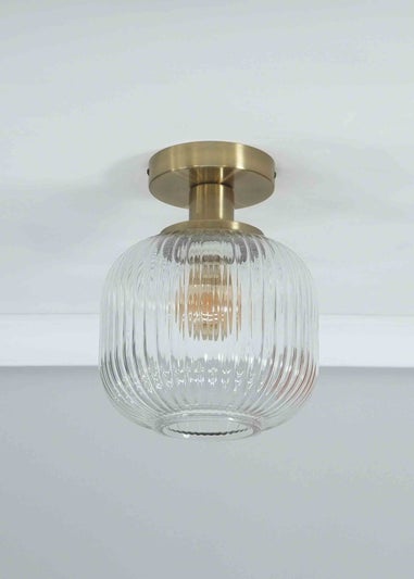 ValueLights Calpe Gold Wall Light with White Oval Shade