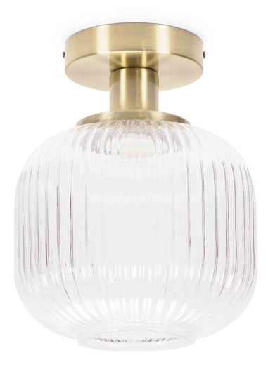 ValueLights Calpe Gold Wall Light with White Oval Shade